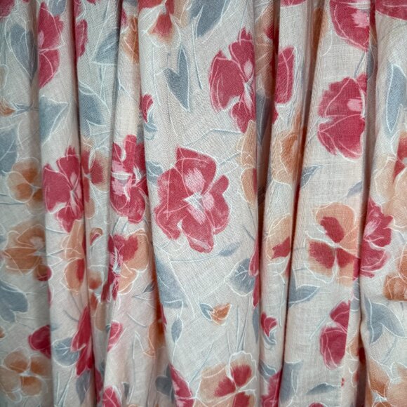 Vintage 80s Carole Little Peach Pastel Floral Pleated Skirt | Size XS - Picture 5 of 8